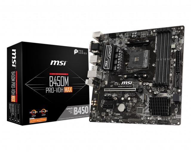 MSI B450M PRO-VDH MAX AM4 DDR4 3866(OC) 4xDIMM DVI HDMI VGA GLAN M.2 USB3.2 mATX