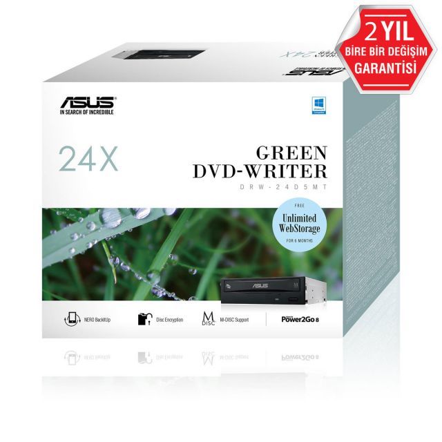 ASUS DRW-24D5MT 24X DAHİLİ DVD YAZICI  KUTULU  M-DİSC DESTEKLİ  SİYAH