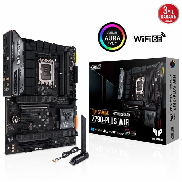 ASUS MB TUF GAMING Z790-PLUS WIFI INTEL Z790 LGA1700 DDR5 7200MHZ(OC) DP HDMI 3X M2 USB3.2 AURA RGB 2.5GBİT LAN ATX PCIE SLOT Q RELEASE ARMOURY CRATE AI SUİTE 3