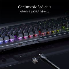 ASUS ASUS ROG CLAYMORE II AURA SYNC RGB BİLEK DESTEĞİ MEKANİK OYUNCU KLAVYE TÜRKÇE TUŞ DİZİLİMİ ROG RX RED SWITCH