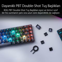 ASUS ROG FALCHION WIRELESS AURA SYNC OYUNCU KLAVYESİ TÜRKÇE TUŞ DİZİLİMİ CHERRY MX SWITCH 400 SAATE KADAR PİL ÖMRÜ