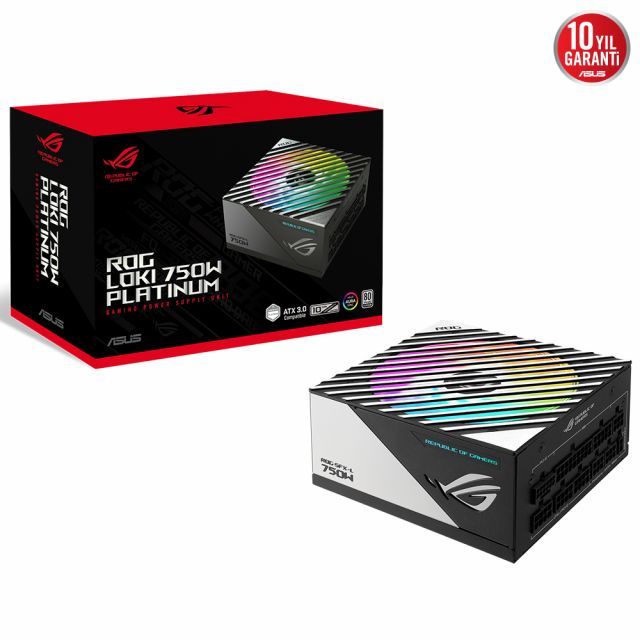 ASUS ROG LOKI SFX-L 750W MODÜLER ATX 3.0 UYUMLU 120MM PWM ARGB FAN PCIe 5.0 10 YIL GARANTI