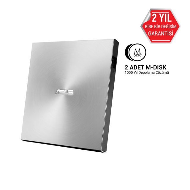 ASUS ZENDRİVE-U7M SDRW-08U7M-U HARİCİ İNCE DVD YAZICI  M-DİSC  2 ADET M-DISC DVD HEDİYELİ  SİYAH