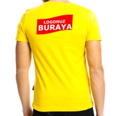 V Yaka Penye T-Shirt - Sarı