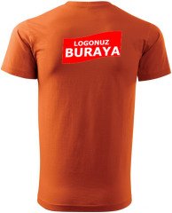 Sıfır Yaka Penye T-Shirt - Turuncu