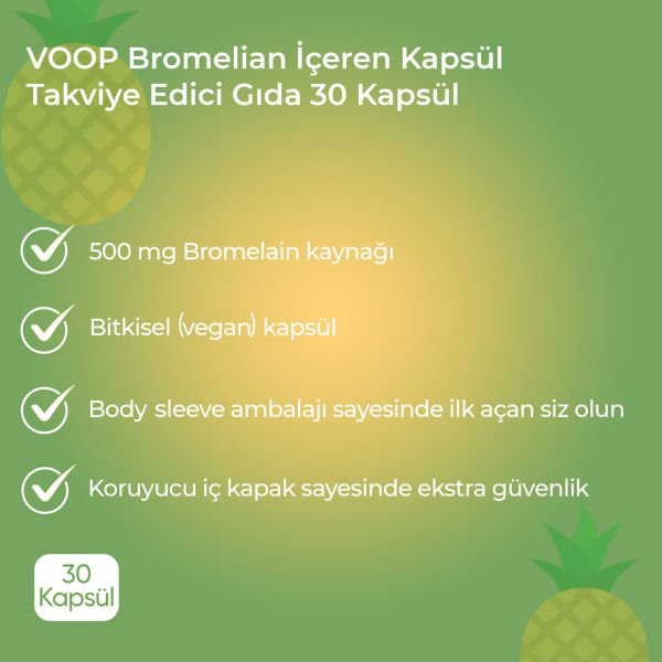 VOOP Bromelain 500 Mg Ananas 30 Bitkisel Kapsül