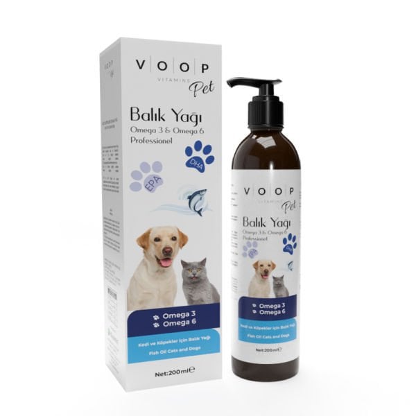 VOOP Pet Fish Oil(Kediler - Köpekler için Tüy Dökülmelerine Karşı, Kalp Sağlığını Destekleyen Balık Yağı)