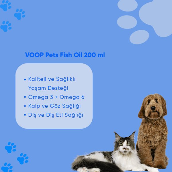 VOOP Pet Fish Oil(Kediler - Köpekler için Tüy Dökülmelerine Karşı, Kalp Sağlığını Destekleyen Balık Yağı)