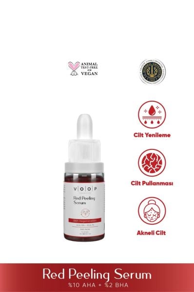 VOOP Cilt Bakımı Ve Yüz Serumu Leke Karşıtı Özellikli Kırmızı Peeling Serum 10 ml %10 Aha %2 Bha