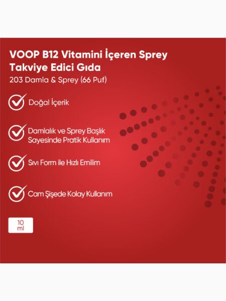 VOOP Vitamin B12 Methylcobalamin 1000 mg Sprey-Damla 10 ml