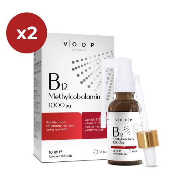 VOOP Vitamin B12 Methylcobalamin 1000 mg Sprey-Damla 10 ml 2 Adet