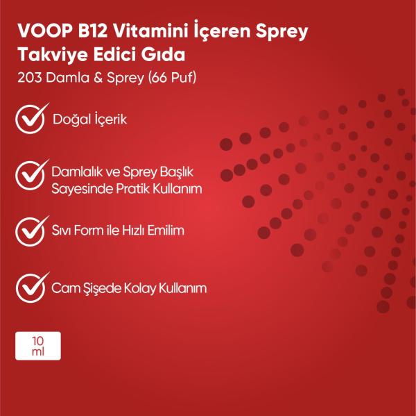 VOOP Vitamin B12 Methylcobalamin 1000 mg Sprey-Damla 10 ml 2 Adet