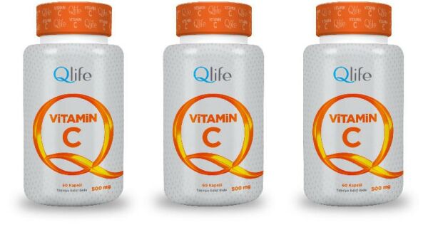 Qlife Vitamin C 500 mg 60 Kapsül 3 Adet