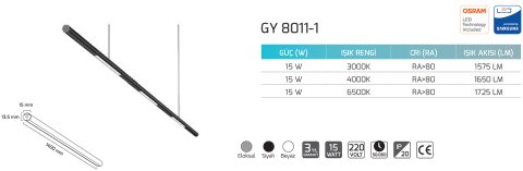 Goya Gy 8011-1 15 Watt Sarkıt Linear Armatür