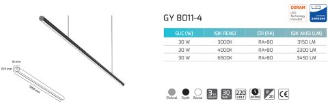 Goya Gy 8011-4 30 Watt Sarkıt Linear Armatür