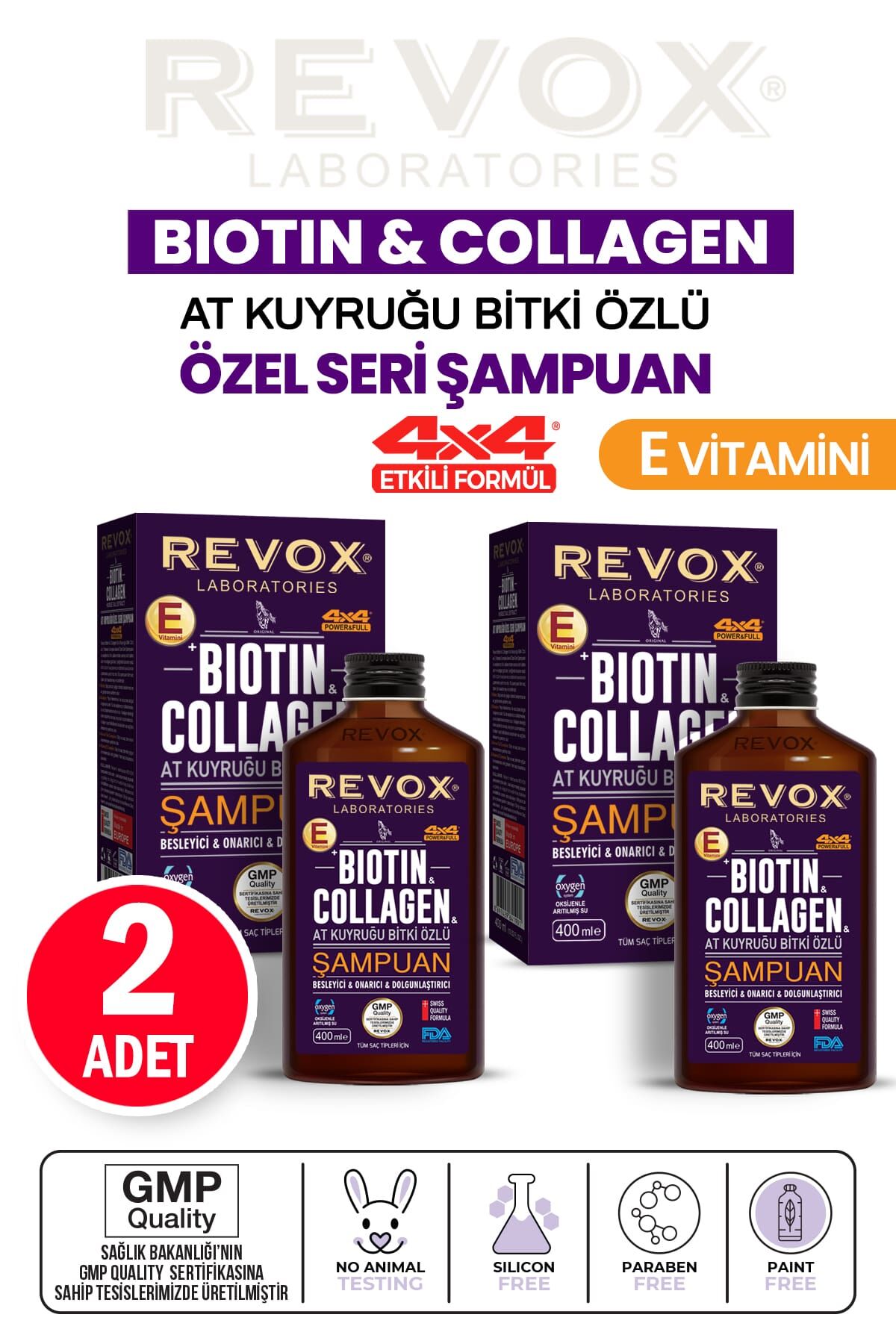 Biotin ve Collagen, At Kuyruğu Bitki Özlü Şampuan 2'li Set