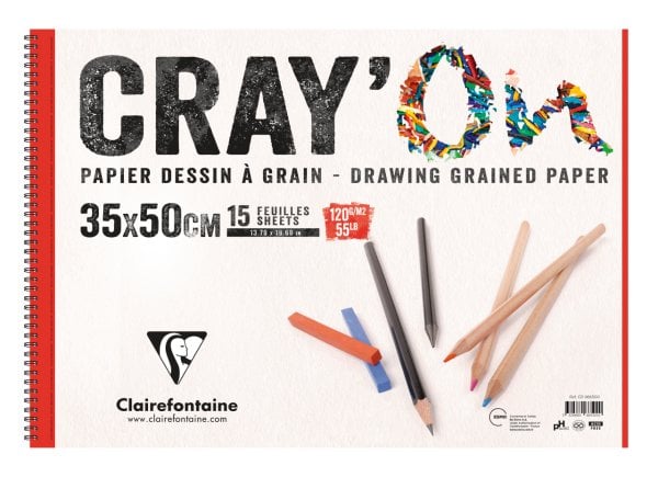Clairefontaine Cray'On Çizim Bloğu 35x50 Cm 120 Gr 15 Yaprak Kısa Kenarı Spiralli