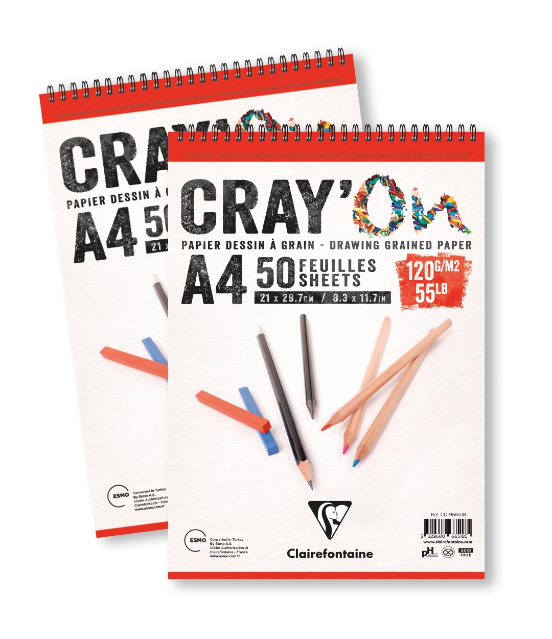 Clairefontaine Cray'On Çizim Bloğu A3 120 Gr 50 Yaprak Üstten Spiralli
