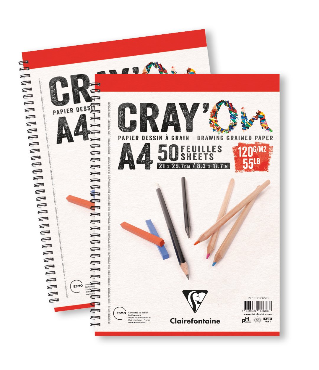 Clairefontaine Cray'On Çizim Bloğu A5 120 Gr 50 Yaprak Yandan Spiralli
