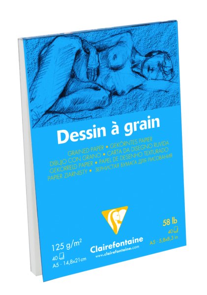 Clairefontaine Dessin A Grain Çizim Bloğu A5 125 Gr 40 Yaprak Kısa Kenarı Yapışkanlı
