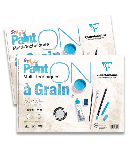 Clairefontaine Paint-On A Grain Start Çok Amaçlı Blok 25x35 Cm 160 Gr 15 Yaprak Yandan Spiralli