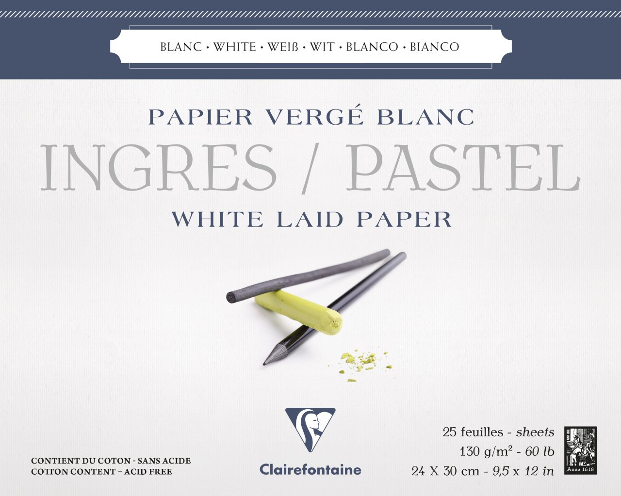 Clairefontaine Ingres Pastel Bloğu 24x30 Cm 130 Gr 25 Yaprak Uzun Kenarı Yapışkanlı