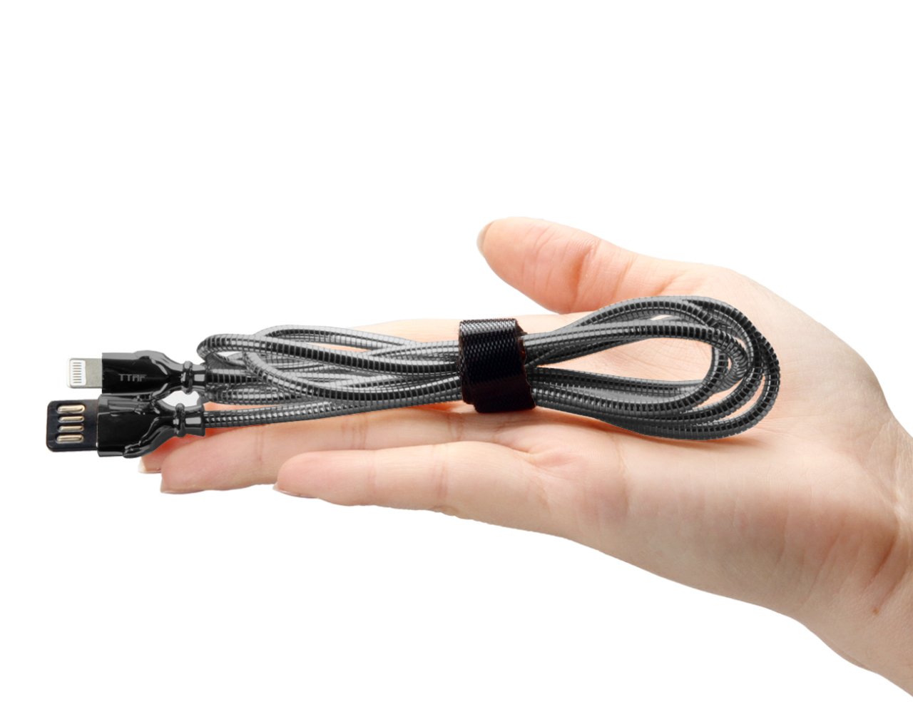 USB Lightning Çelik Zırhlı Kablo Koyu Gri
