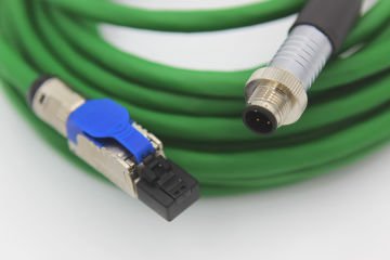 PUR M12 - RJ45 Ethernet Kabloları 4 Pinli D Kodlu RJ45 Korumalı Kablo IP67 Endüstriyel Ethernet Kablosu