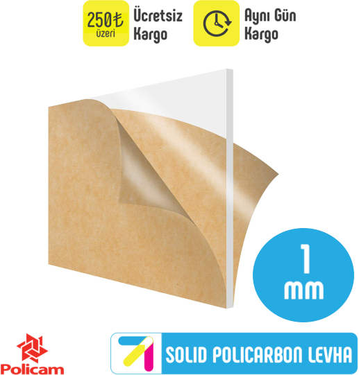 1mm Şeffaf Solid Polikarbon Levha