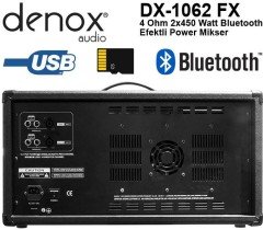 Denox DX-1062 FX 2x450 Watt Bluetooth Amplifikatör