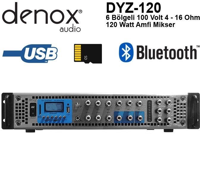 Denox DYZ-120 100V 120 Watt 6 Bölgeli Amplifikatör