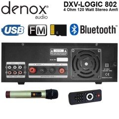 Denox DXV-LOGIC 802 MIC 120 Watt 100V Hat Trafolu 2 Bölgeli Amplifikatör
