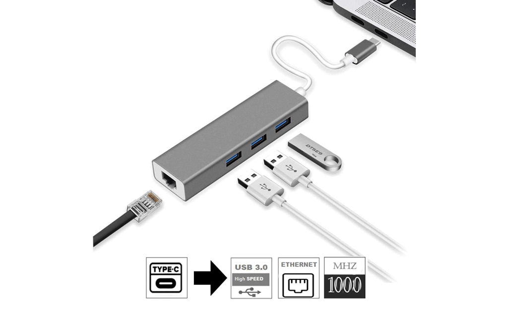 Sunline Type-C 3X USB 3.0-1X RJ4 Lan