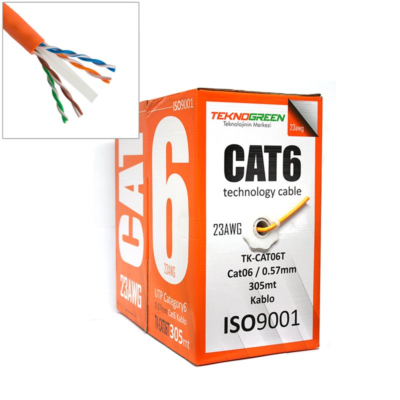 TeknoGreen TK-CAT06T 305m Cat6 0.57mm CCA Kablo