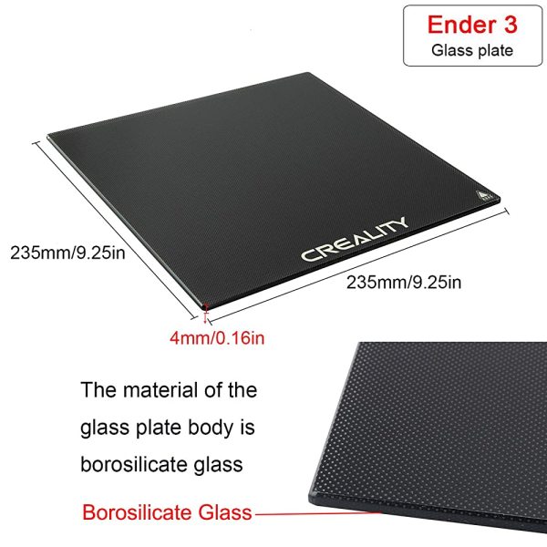 Creality Ender 3 PRO Tempered Glass Cam Tabla