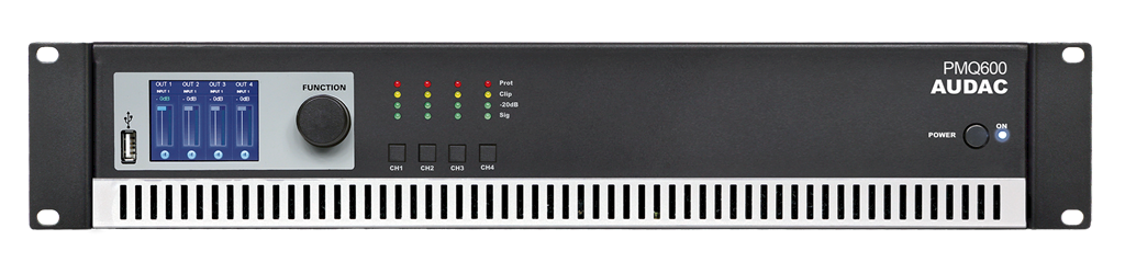 Audac PMQ600 4X600 Watt 100 V Hat Trafolu Dijital Power Amplifikatör