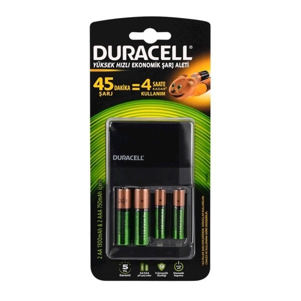 Duracell CEF14 2 x AA 1300mAh + 2 x AAA 750mAh Pilli Şarj Aleti