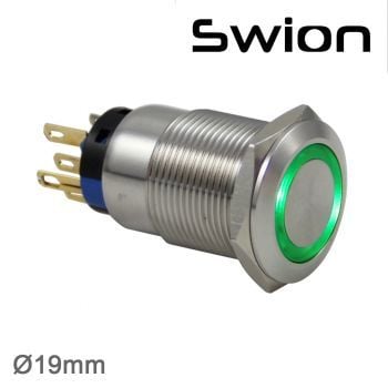 19 MM Metal Halka Ledli Yeşil Işıklı (BUTON) IP67