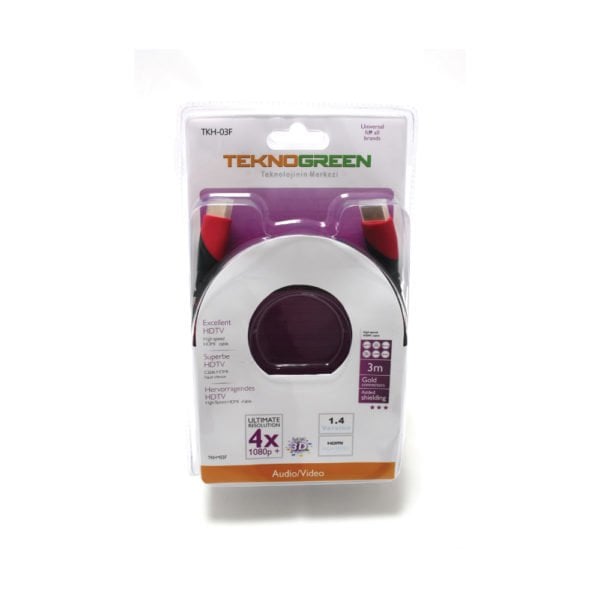Teknogreen 3 mt Altın Uçlu HDMİ Kablo