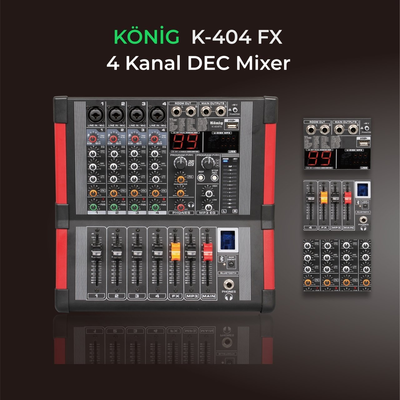 König  K-404 FX 4 Kanal Deck Mikser