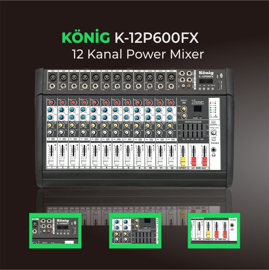 König  K12-P600FX 12 Kanal Power Mikser