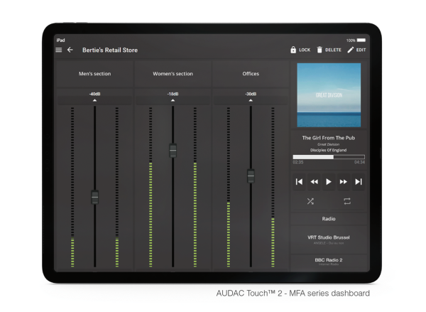 Audac MFA208 Multi Fonksiyonel Amplifikatör 2X40W/70V/100V