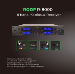Roof R-8000 8 Kanal UHF Kablosuz Receiver Alıcı
