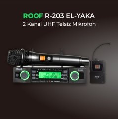 Roof R-203EY 2 Kanal  UHF El+Yaka Kablosuz Mikrofon