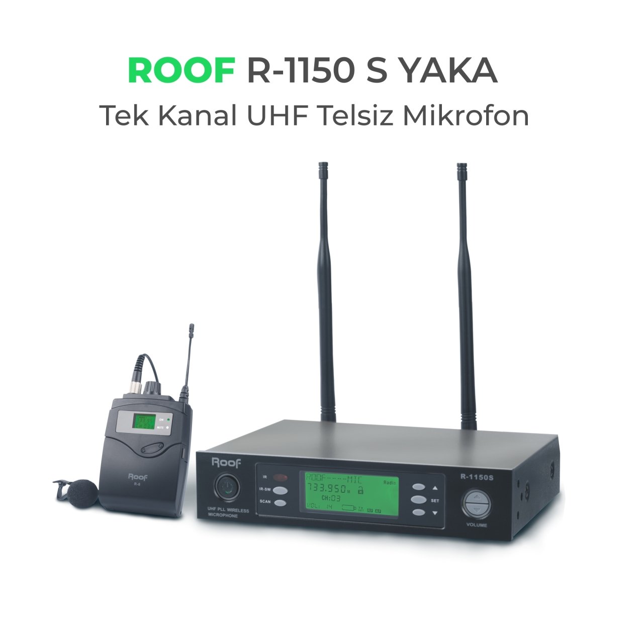 R–1150S Yaka Tek Kanal 2 Anten Uhf Kablosuz  Mikrofon