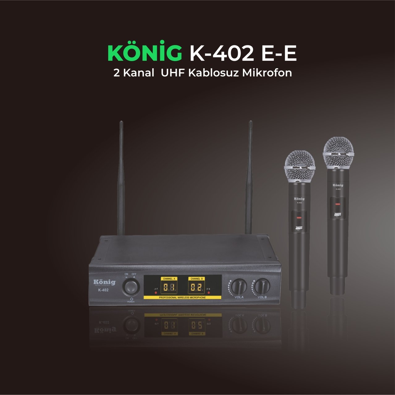 K-402EE 2'li EL Uhf Telsiz Mikrofon