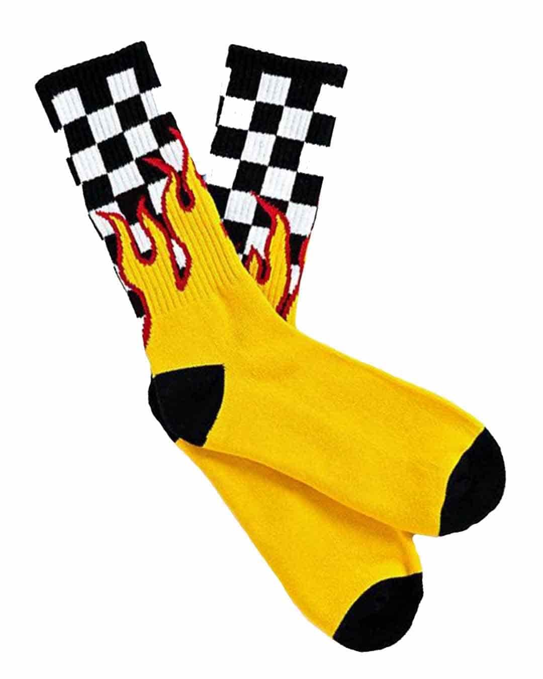 Alev Desenli Sarı Spor Çorap