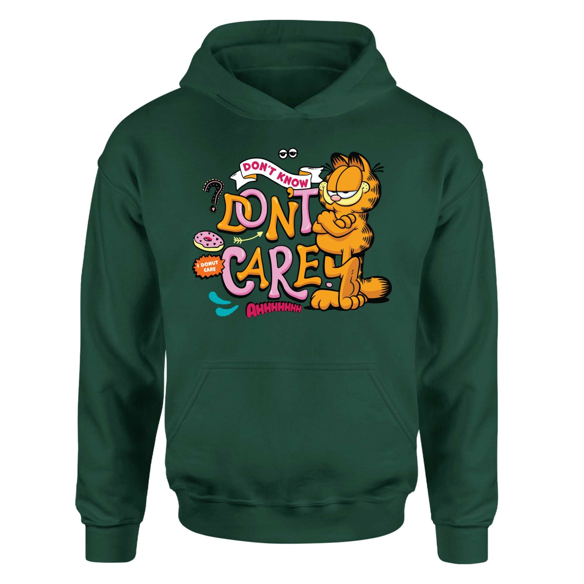 Garfield | I Don't Care Koyu Yeşil Hoodie