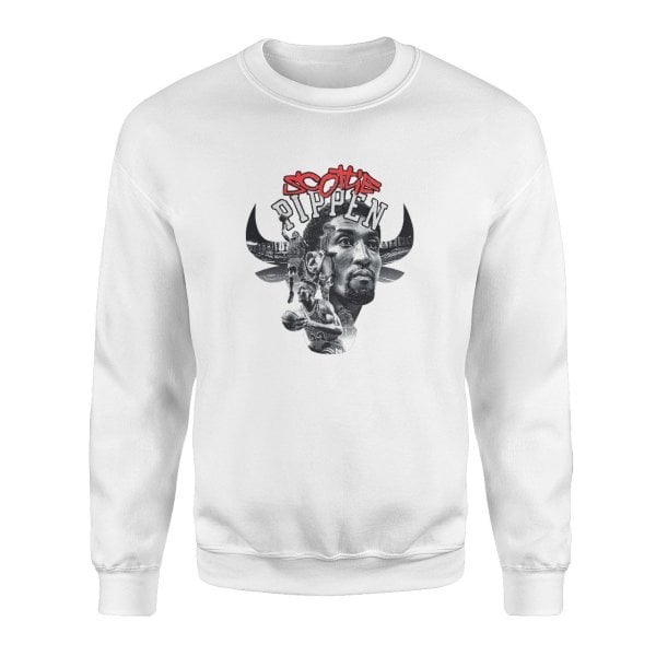 Scottie Pippen Retro Beyaz Sweatshirt