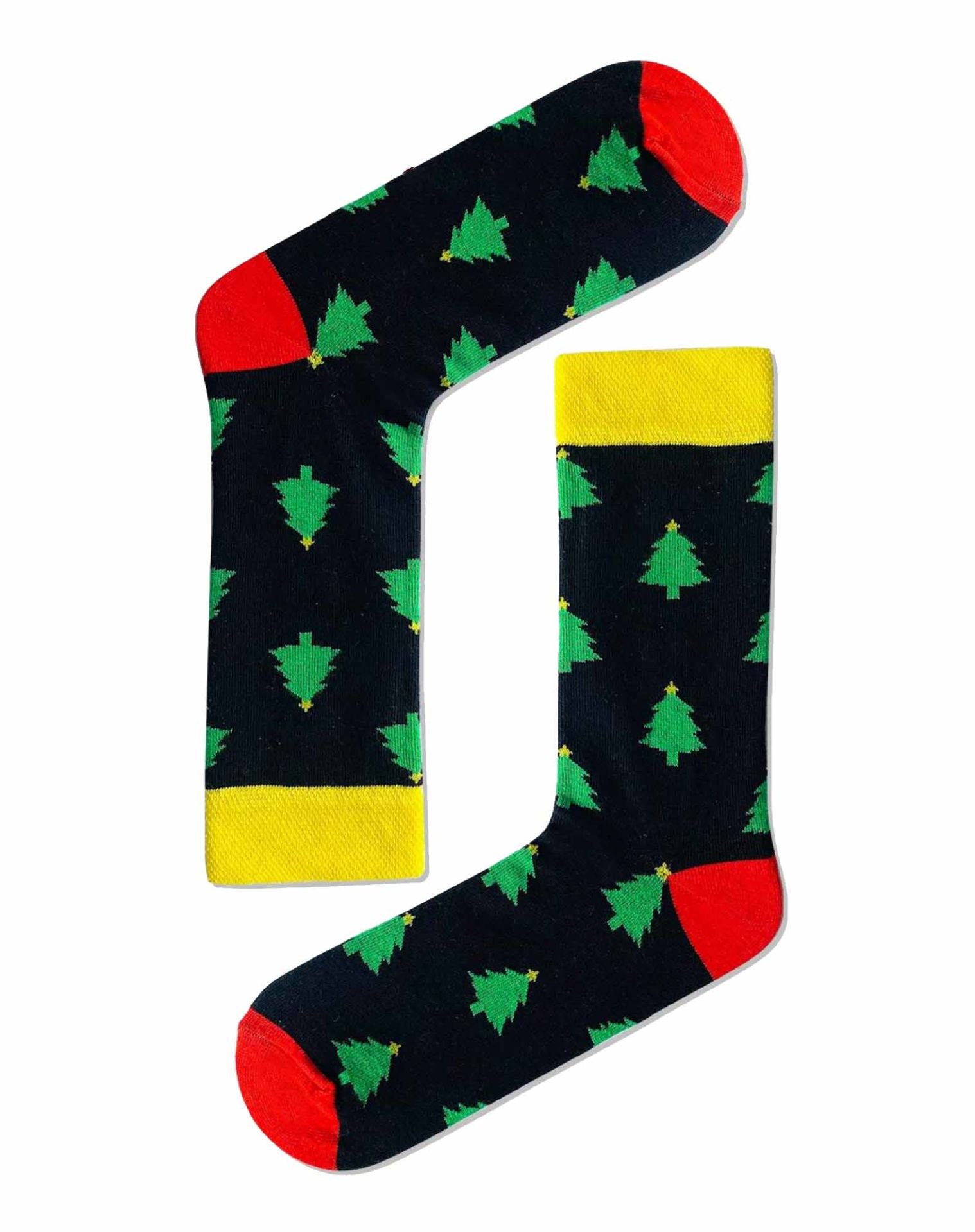 Çam Ağacı Desenli Renkli Çorap